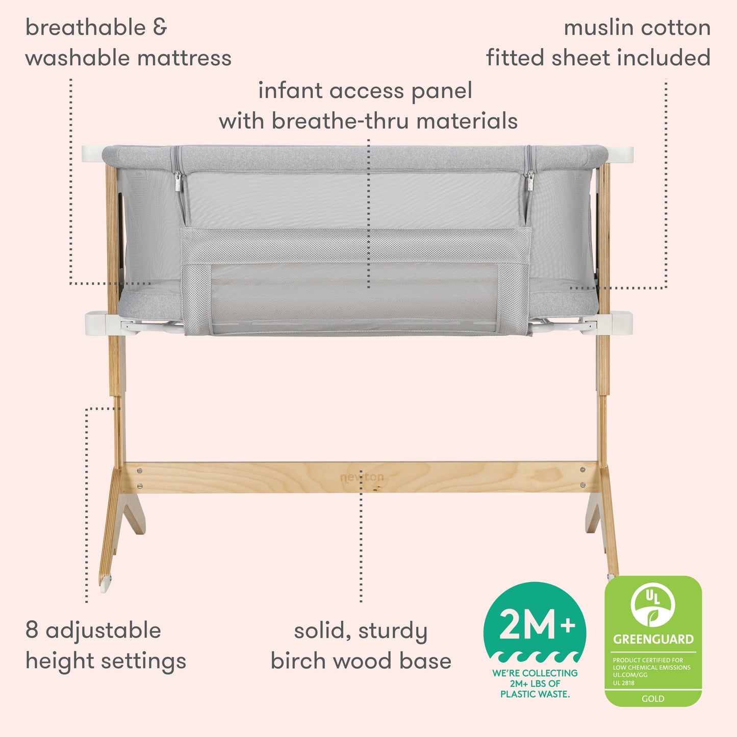Bedside Sleeper, Original Crib Mattress + Waterproof Pad